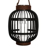 Solar Plastic Basket Lantern with Candle (Large)